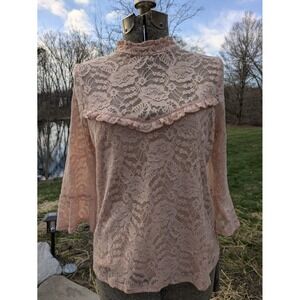 Express Sheer Lace Top Sz S Feminine Floral Cottage Coquette Bohemian Y2K 90s